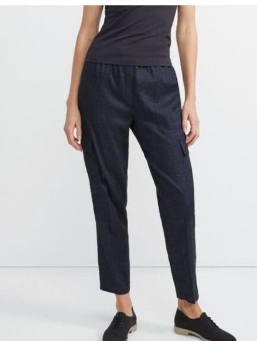 Theory Women's Dark Navy Cropped Tapered Pants